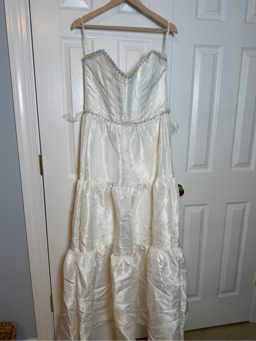 V. Chapman Vivian Dress in White Windsor Brocade